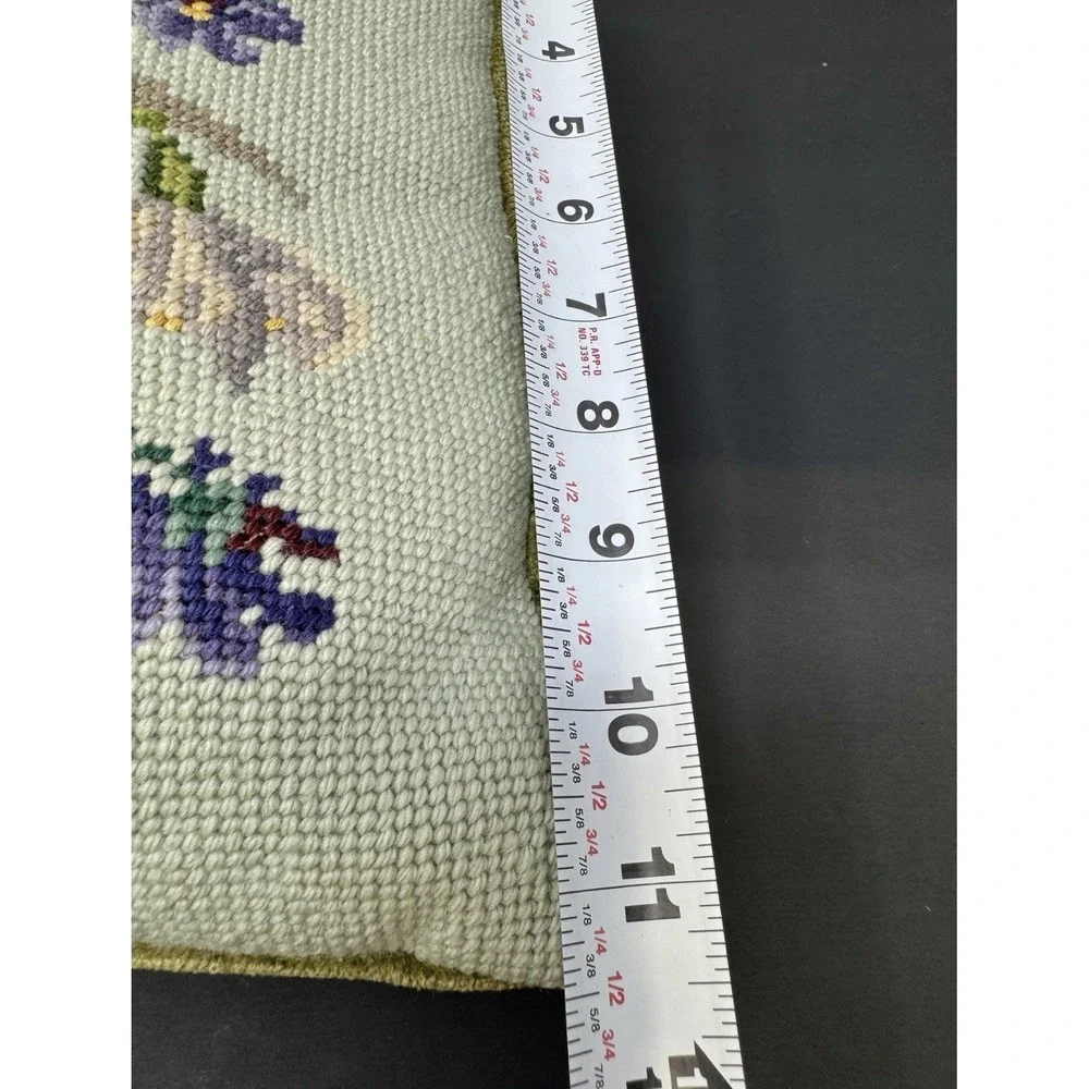 Vintage Down Filled Cross Stitch Throw Pillow With Pansies Cottage 12